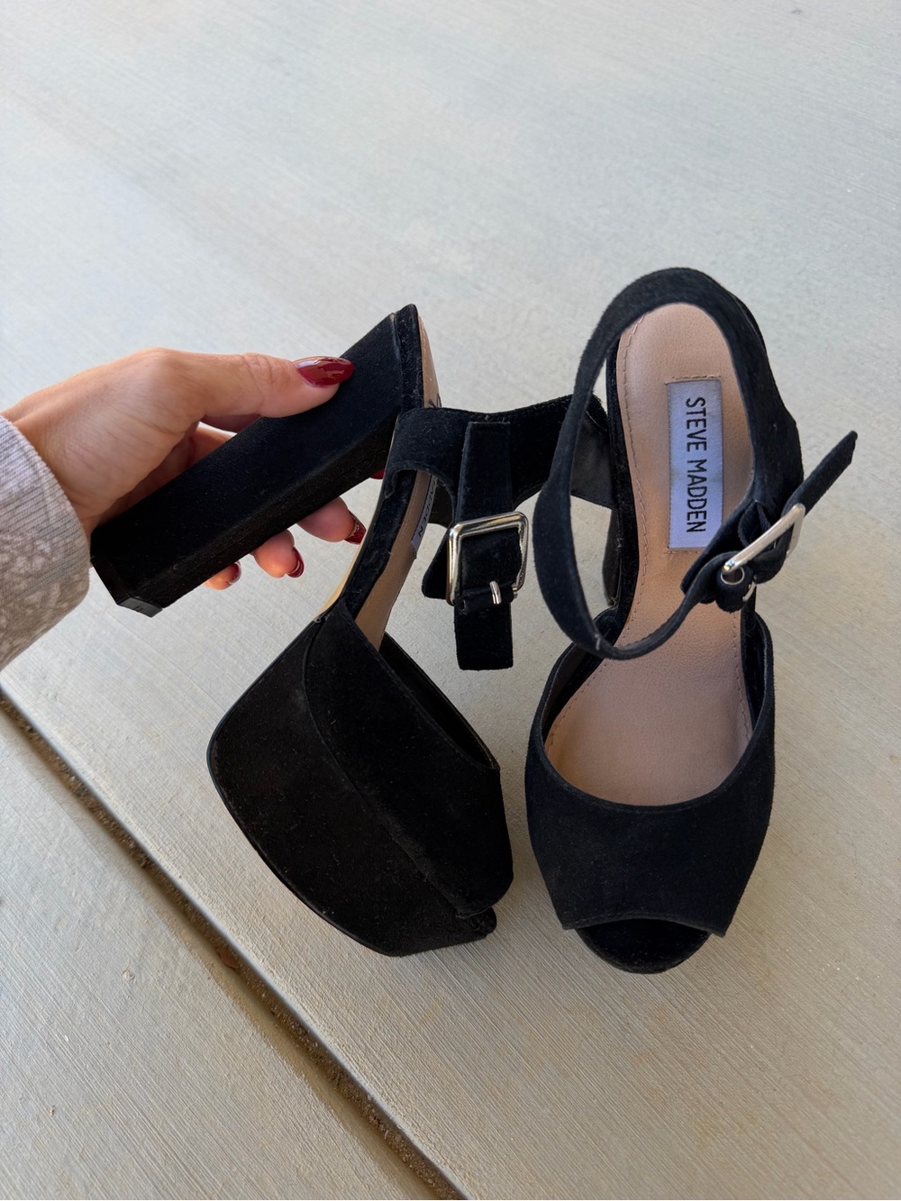 Steve Madden Black Suede Platform Heels
